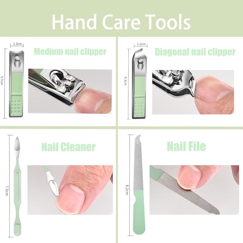 Manicure Set,Nail Clipper Set Personal Care Manicure Pedicure Set Portable Travel Grooming Kit for Women Men Family Friends Wife (Green) (Green) - color: Green