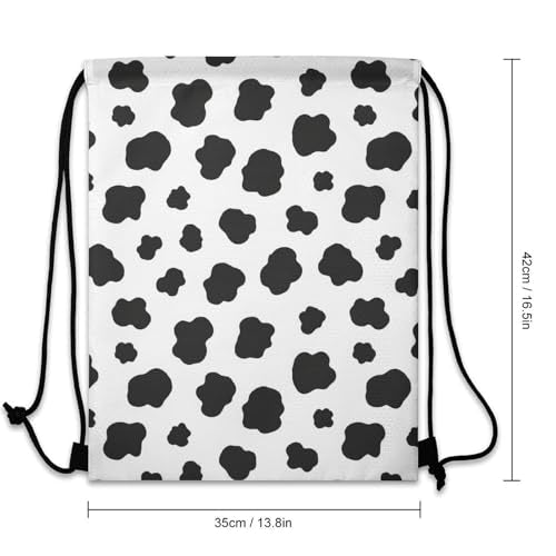 Travel Drawstring Backpack Beam Bag Large Capacity for Volleyball Baseball Sports Equipment Men Women Unisex, Black White Milk Cow Spots Print Bags - color: Picture (21)