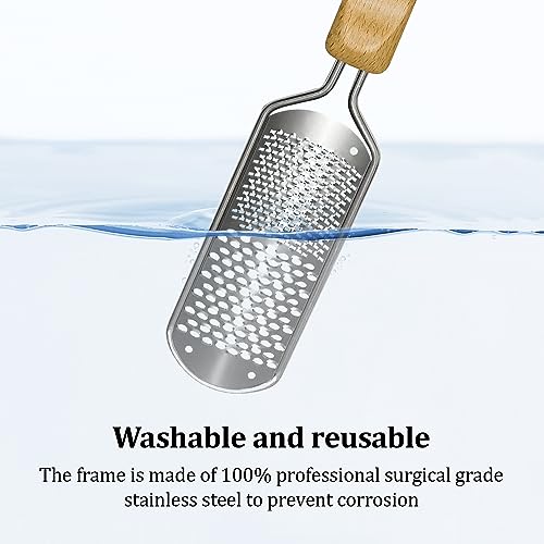 Foot Rasp Callus Remover - Pedicure Scrubber for Cracked Feet, Heel - Professional Stainless Steel File - Remove Dead Skin Corns with Wooden Handle - style: Mixed-Grained Rasp