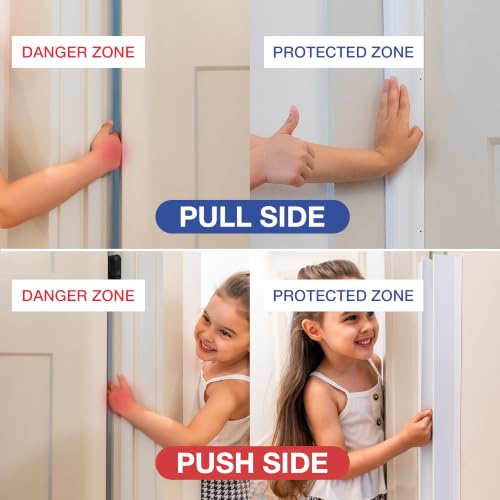 Fingersafe Home Door Finger Guard 43” uPVC Complete Set for Kids Safety- Push & Pull Door Finger Pinch Guard for Kids - Easy 3M Stick-On Safety Cover - Made in USA Finger Guards for Doors - style: HOME-COMPLETE-SET