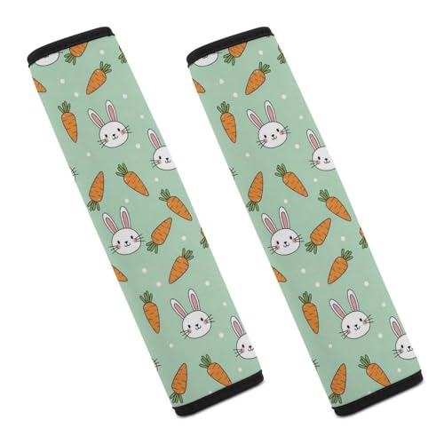 2PCS Cartoon Rabbit Cute Bunny Carrot Car Seat Belt Pad Universal Fit Seat Belt Covers Cushion for Kids, Car Seats Pushchair Strollers High Chair Pushchair, Easy Install (No Tool) - color: Pattern 903