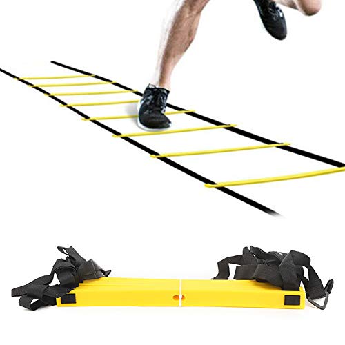 12 Rungs Agility Ladder, Training Equipment with Adjustable Rungs Spacing 43CM Fixed Design Mesh Carry Bag for Football Soccer Warm Up Exercise Speed Coordination