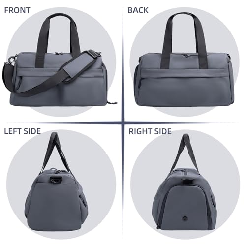 Small Gym Bag for Men Women - 17" Waterproof Duffel Bag with Shoe Compartment & Wet Pocket, Lightweight Carry On Overnight Weekender for Air Travel, Sports Workout Fitness Duffel