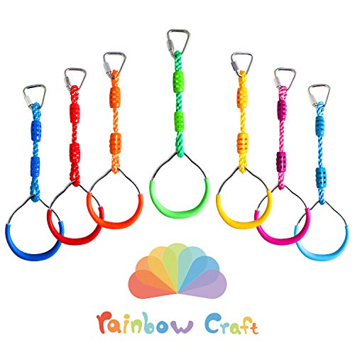 7-Pack Colorful Ninja Rings - Gymnastic Ring, Swing Bar Ring, Monkey Rings for Backyard Ninja Warrior Obstacle Slackline Kits - color: 7 Pack Ninja Acc