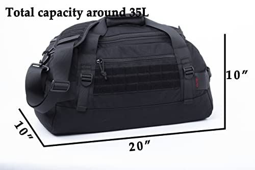 Tactical Duffle Bag MOLLE Gear Bag Carry on Travel Weekend Duffel Bag. Ideal for Hunting, Shooting Range, Law Enforcement, Camping, Travel and Viechle. 35L - color: Black
