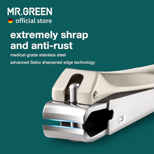MR.GREEN Nail Clippers Stainless Steel Anti Splash Fingernail Cutter Manicure Tools Bionics Design Pedicure Scissor Nail Trimmer (Nail Clipper (Large)+Nail File) - color: Nail Clipper (Large)+nail File