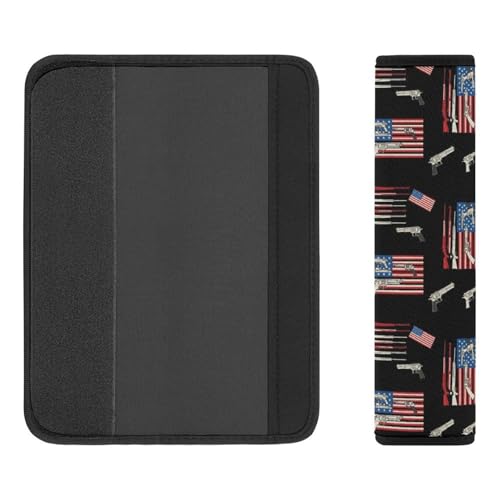 Soft Padded Car Seat Straps Shoulder Pads for Elderly Support, All Vehicles, 1 Pair American Flag Military Guns Shoulder Protector Anti-Slip Pad - color: Pattern 42