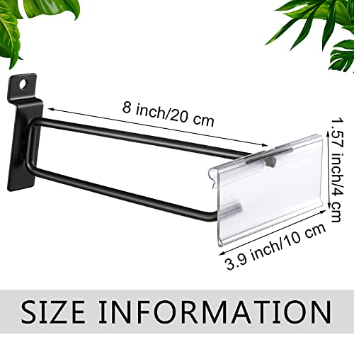 Oudain 8 Inch Slatwall Hooks with Label Holder,100 Pcs | Slot Board Accessories, Slatwall Panel Display, Black Metal Hangers, for Garage Shop Retail Display