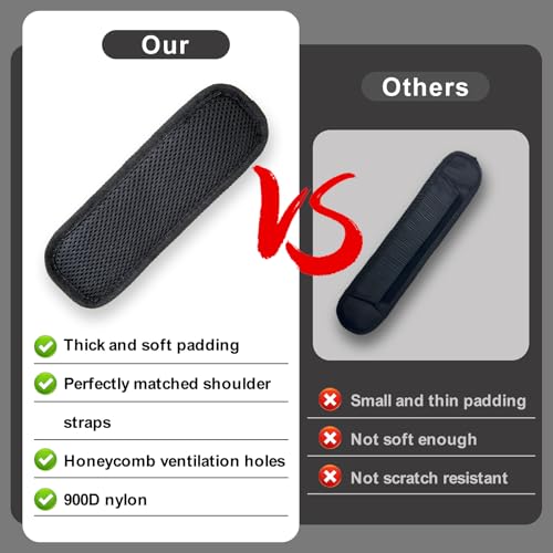 2 Pack Shoulder Strap Pads, Soft Vest Shoulder Strap Pads, Wearable 2.1’ Wide Shoulder Pad for Bag Strap, Universal Replacement (Black)