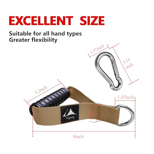 Heavy Duty Gym Exercise Handles Attachment for Cable Machine,Resistance Band,Pulley System Home Fitness Workout Equipment, with Elastic Rubber Grip and 2 Large Carabiners - color: Noble Khaki xw