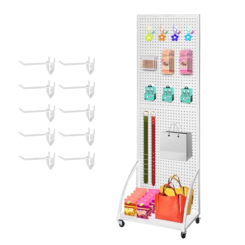 NectaCol 30 Packs 6" Long Metal Pegboard Hooks, Standard Pegboard Panel Hooks is Fit to Peg Board Panels and Pegboard Display Stand, White - size: 6 Inch