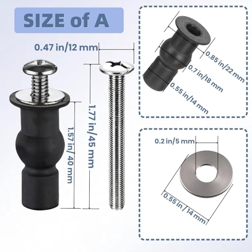 2 Set Toilet Seat Screws, Stainless Steel Toilet Seat Bolts with Expanding Rubber & Plastic Nuts - Universal Toilet Hardware Replacement Kit for Most Top-Mount Toilet Seats' Top-Mount Hinges - style: Universal style fits 14-19mm holes