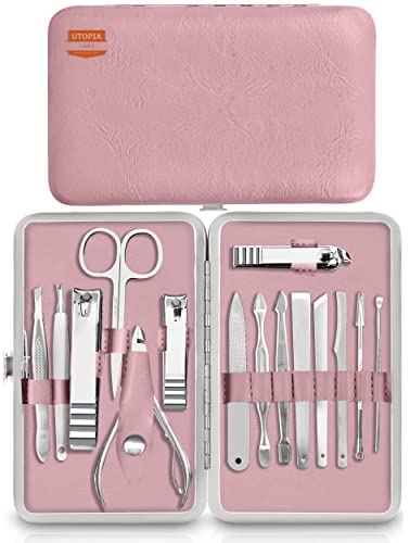 Utopia Care Manicure Set Professional Nail Clippers Kit | 16-Piece Manicure & Pedicure Nail Kit Gift Set for Men Women with Fingernail & Toenail Clippers, Premium Travel Case - color: Purple, size: Pack of 16