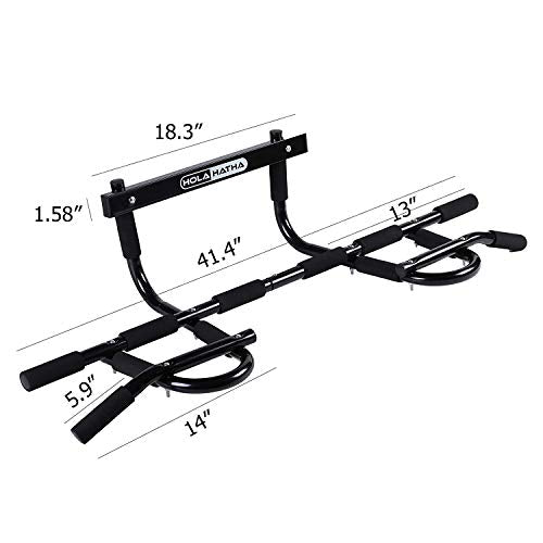 HolaHatha Heavy Duty Door Way Pull Up Bar Chin Up Dip Station for Multiuse Doorway Portable Home Fitness Gym Workout to Build Upper Body Strength