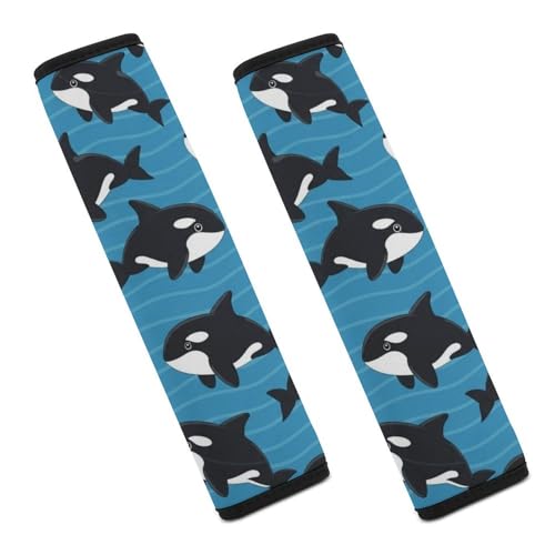 2PCS Killer Whale Orca Seat Belt Shoulder Pad Soft Padded Harness Pads Strap for Adults and Children, All Vehicles, Anti-Slip Pad - color: Pattern 910