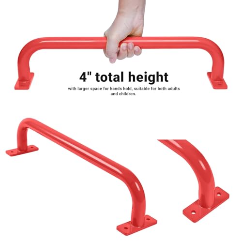 ESPETS 17 Inch 6 Pieces Red Outdoor Metal Safety Playground Handles | Weather-resistence Playground Equipment, Swing Set Attachment Grab Handle, Indoor and outdoor use Monkey Bars - color: Red -6 Pcs