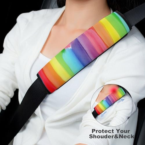 Universal Fit LGBTQ Colorful Rainbow Seat Belt Shoulder Pad for Adult Use, Most Cars, 1 Pair Harness Pads Strap Anti-Slip Pad - color: Pattern 53
