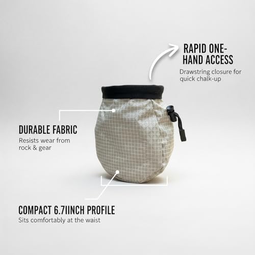 Climbing Chalk Bag with Drawstring Closure Lightweight Waist Pouch for Rock Climbing & Bouldering 6.7 Inch Opening - color: Silver