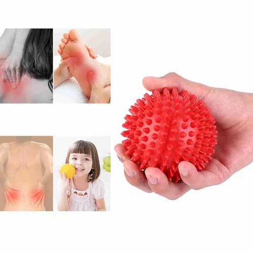 2Pcs Spiky Hard Massage Balls,Soft Spiked Manual Massager Rollers Body Spiky Balls Fitness Finger Relax Tool for Plantar Fasciitis Exercise Back Feet (Small 7.5cm) - color: Red, size: Small 7.5cm