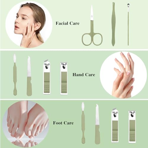 Stocking Stuffers: 8 in 1 Nail Care Kit - Travel Nail Clippers, Manicure Set for Women, Men, Teens & More