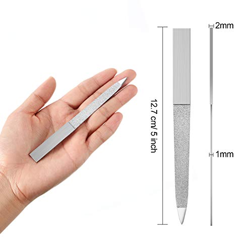 Mudder 6 Pieces Diamond Nail File Stainless Steel Double Side Nail File Metal Buffer Women Men Fingernails Toenails Manicure for Salon and Home, Silver(5 Inch) - size: 5 Inch (Pack of 6)