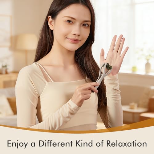 CHOSIN 2-in-1 Jade Roller Finger Massager for Fatigue, Pain Relief, Arthritis for Seniors Men Women - Dual-Sided Therapy Tool Jade for Hands, Palm & Wrist