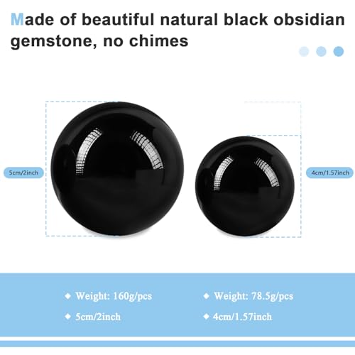 Learay 2Pcs Baoding Balls, Boading Balls for Hand Therapy, Black, 1.57 inch | Chinese Health Exercise Massage Balls with Carry Pouch for Stress Relief Meditation Ball - color: Black/1.57 Inch