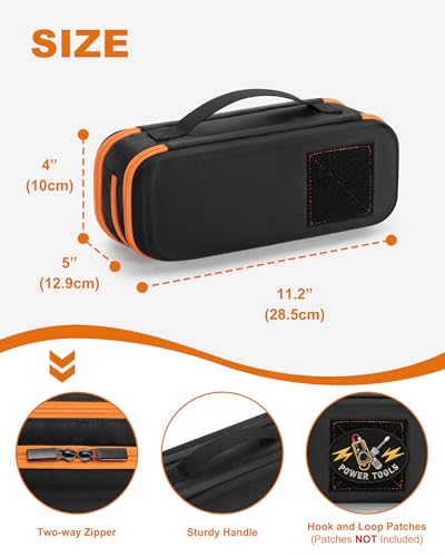 Hard Tool Carrying Bag, Zippered Multimeter Case with Handle | Compatible with Klein Tools 80101/Et310 Ac Circuit Breaker Finder, 3-Layer Design with Elastic Strap, Protective Shell