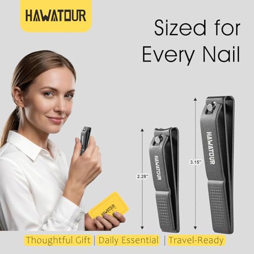 Nail Clippers Set 420J2 Stainless Steel, Gray | Premium Fingernail Toenail Clippers, Visibly Tin Case, Ergonomic Grip