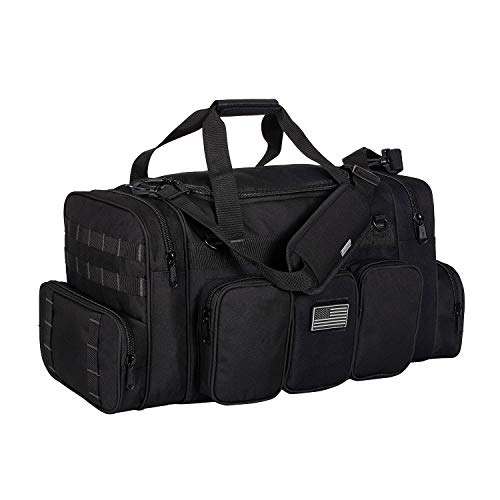 K-Cliffs Heavy Duty Tactical Range Duffel Quality Gear Travel Sports Gym Equipment Bag Military Molle Lockable Zippers with US Flag Patch 27 Inch Black - size: 27 Inch Black