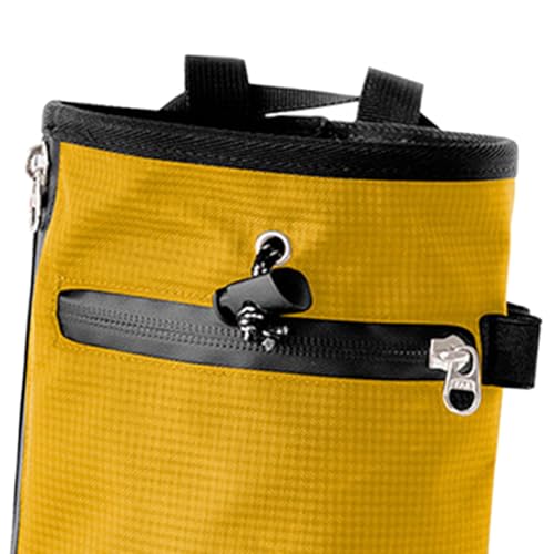 Rock Climbing Chalk Bag Waist Belt Chalk Carrier Bag with Zipper Pocket for Fitness Bowling Gymnastics Gym Weight Lifting - color: Yellow