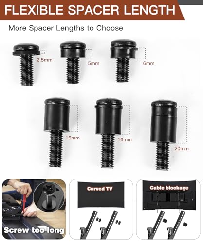92PCS TV Mounting Hardware Screw Kit, M4 M5 M6 M8 Screws | Includes Spacers and Washers for Most TV / Monitor VESA Mount, TV Mount Replacement Screws with Box up to 80", Black