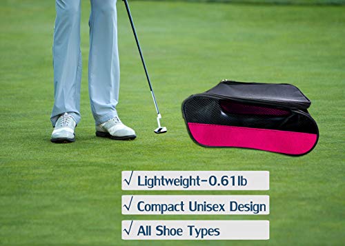 Golf Shoe Bag, Pink Golf Shoes Bags Women Outdoor Zippered Carrier Bags with Ventilation Sport Shoes Bag Travel Shoe Bags (Pink) - color: Pink