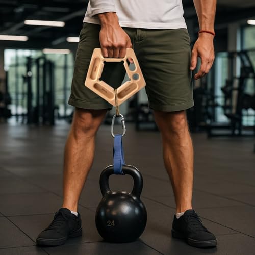 2 Pcs Climbing Holds Made of Wood, Multi-Functional 7-in-1 Grip Boards, Training Adjustable Hand Grips for Pull-Up & Grip, Mounting Ropes Included, Great for Workouts Indoors and Outdoors
