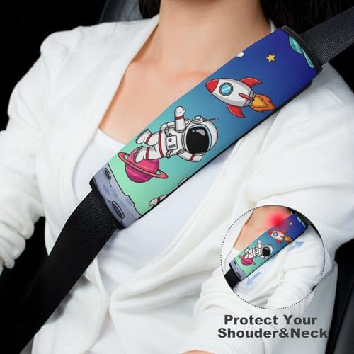 1 Pair Astronaut Space Man Space Rocket Planet Art Car Seat Straps Shoulder Pads Soft Padded Harness Pads Strap for Adult Use, Stroller Pushchair High Chair, Comfortable Driving - color: Pattern 981