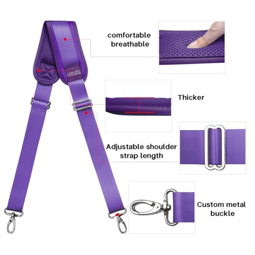 59 Inch Shoulder Straps, Soft with Ultra-Thick Fixed Shoulder Pad, Two Way Independently Adjustable Buckle Replacement Straps for Laptop Bag Messenger Bag Tool Bag Luggage,Purple - color: Purple, size: 59 inch