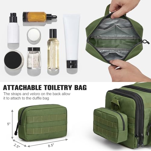 G4Free 3-in-1 Expandable Duffle Bag for Travel Gym, Large Duffel Backpack | 45L to 55L, with Shoes Compartment & Wet Pocket, for Men Women, Green - color: Green