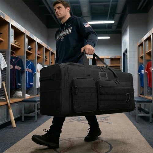135L Extra Large Duffle Bag, Heavy Duty Sports Gym Travel Duffel Bag | for Basketball, Baseball, Hockey, Football, Helmets, and Pads - color: Black