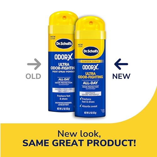 Dr. Scholl’s Odor-X ODOR-FIGHTING Spray-Powder // All-Day Odor Protection and Sweat Absorption - Packaging May Vary