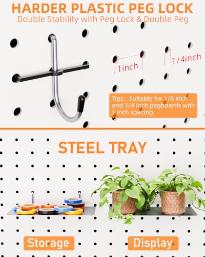 INCLY 238PCS Pegboard Accessories Organizer Kit, Peg Board Hooks Assortment with Peg Bins, Baskets, Paper Towel Holder for 1/8 and 1/4 inch Pegboard Hanging Tools, Garage Wall Storage Attachments | Peg Board Hooks Assortment, Paper Towel Holder, 1/8 and 1