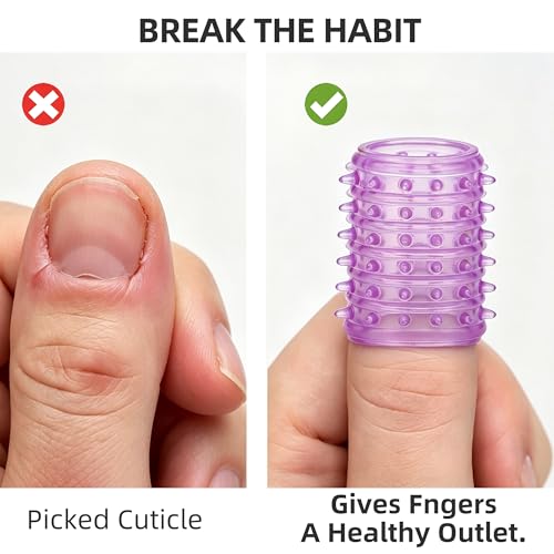 Textured Silicone Finger Covers, Anti Bite Finger Protectors for Skin Picking Nail Biting, 9-Pack Sensory Fidget Finger Sleeves for Anxiety, OCD, Dermatillomania, Adults & Kids