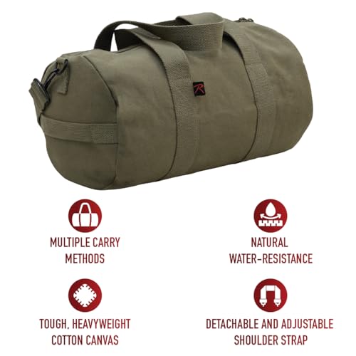 Rothco Heavy-Duty Canvas Shoulder Duffle Bag - Rugged Travel Gym Gear Equipment Bag - color: Olive Drab, size: 15 Inches