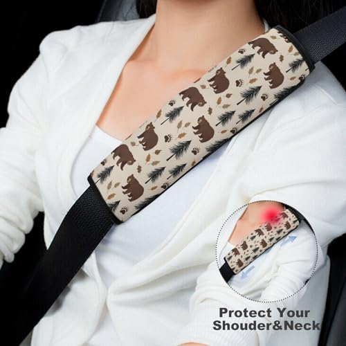2 Pack Bear Cabin Wild Animal Car Seat Straps Shoulder Pads Breathable Shoulder Protector for Elderly Support, Most Cars, Pressure Relief - color: Pattern 982
