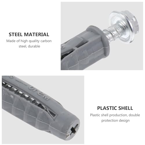 Hemobllo 6pcs Plastic Expansion Anchors and Carbon Steel Screws Set for Air Conditioner and Tv Wall Mount Installation, Self-Drilling Hollow-wall Anchors with Flat Screws for Drywall