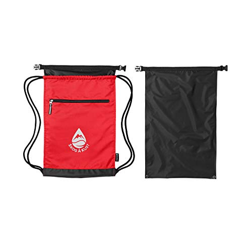 Skog Å Kust GymSak | Patented 2-in-1 Drawstring Cinch Bag with Removable Waterproof Dry Bag | Red - color: Red