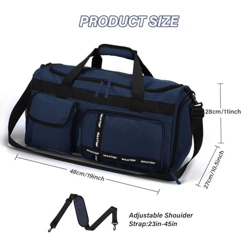 MAXTOP Gym Bag for Women Men Travel Duffle Bag Large Capacity Carry On Weekender Overnight Bag With Shoe Compartment Gym Tote Dry Wet Separation Duffel Bag for Travel - color: Dark Blue, style: Gym Bag
