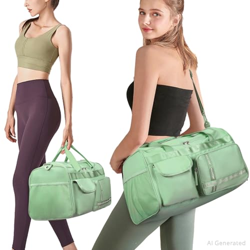 MAXTOP Gym Bag for Women Men Travel Duffle Bag Large Capacity Carry On Weekender Overnight Bag With Shoe Compartment Gym Tote Dry Wet Separation Duffel Bag for Travel - color: Matcha Green, style: Gym Bag