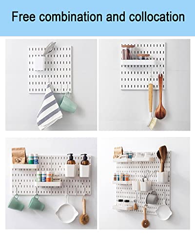 Pegboard Accessories Combination Wall Organizer Kit,Pegboard Shelf for Bedroom,Study,Office,Bathroom,Pegboard Bins with 4 Pieces Pegboards and 12 Accessories,22"x22",White