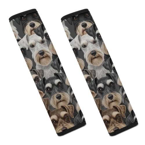 2 Pack Universal Fit Car Seat Belt Pad for Adult Use, All Vehicles, Schnauzer Dog Seat Belt Covers Cushion, Anti-Slip Pad - color: Pattern 476