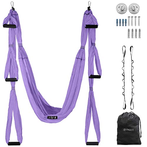 UpCircleSeven Aerial Yoga Swing Set Ceiling Mount Accessories - color: Purple